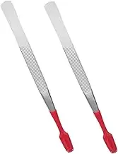 ARTIBETTER 2pcs Stainless Steel Tweezers with Rubber Tips for Stamp Collecting Crafts Stickers Durable Flat Tip Tongs for Hobbyists Easy to Use Portable