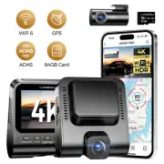 AZDOME 2 Lens Dash Cam 4K+1080P Car Camera WiFi6 GPS ADAS Night Vision Free 64GB