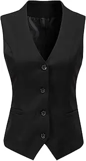 [Gowjog] Women's Vest Suit Vest Lined Button Up V-Neck Tuxedo Vintage Jacket Dressy Sleeveless Vests