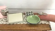 Set of 4 Mini Dollhouse Baking Set, 1:12, Cookie Sheet, Muffin Tin, Egg Beater
