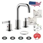 Contemporary 8 Inch Chrome Widespread Faucet with 360° Swivel Spout and Drain