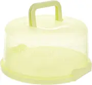 Round Cake with Handle Dome Lids Dessert Handy Cupcake Holder Tray Clear Plastic Cake Pie Container Cake Box Serving Tray (Green)