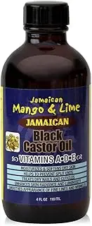 Jamaican Mango & Lime Vitamins A-D-E Black Castor oil – fast absorbing, nourishing natural oil, moisturizes dry flaky scalp & softens skin - relieves itching, repair & prevent breakage, 4 Fl Oz