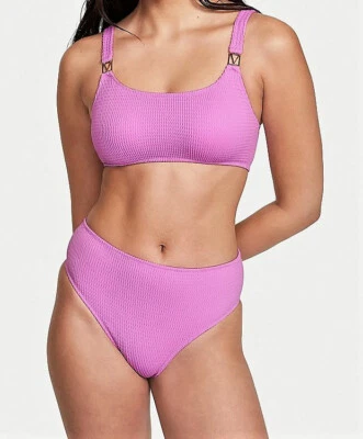 NWT $66.90 Victoria's Secret The Wave High-Waist Scoop Top Swim Set Berry Gelato