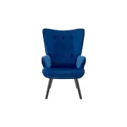 Henry High Back Fabric Accent Lounge Relaxing Armchair - Blue Velvet - Blue