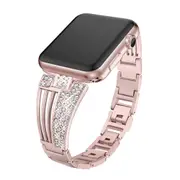 Suitable For Apple Watch Fan-Shaped Stainless Steel Alloy Flash Drill Strap-38/40mm-ROSE POWDER