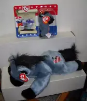 #5498 NWT Ty Lefty the Donkey Beanie Buddy & McDonald's Teenie Beanie Baby Plush