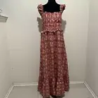 NWT House Of Harlow 1960 Revolve Flutter Sleeve Floral Dress Pleated Ruffle L