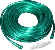 Bistras Oxygen Tubing 50FT Green Crush Resistant Non Kinking for Cannula Nasal Tubing and Oxygen Concentrator with Standard End Connectors, Swivel Connectors Included,1-Pack
