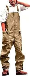 [Generic] Long Casual Button Jumpsuit Loose Bib Rompers Fit Walkshort Lightweight Mens Overall Men's Casual Pants Little Fuzzy