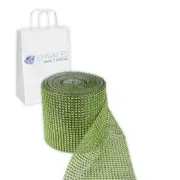Apple Green 24 Row Diamond Rhinestone Ribbon Trim Mesh Wrap 10 Yards - zf