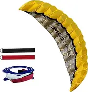 100in Yellow Double-Line Stunt Soft Parafoil Kite with Wrist Strap, Parachute Kite for Adults, Excellent Outdoor Games and Activity Toys, Suitable for The Advanced & Enthusiasts