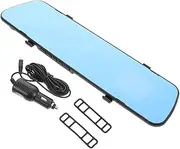 TEHAUX Thin Car Rearview Mirror Dash Cam with Backup Camera Single Lens Recording High Definition Video 170° Wide Angle Dash Cam