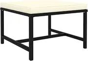 Sectional Footrest with Cushion Black, Outdoor Patio Furniture Set, Outdoor Chairs, Patio Furniture - Poly Rattan Footstool