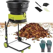 Leaf Mulcher Compost Shredder with Adjustable Shredding Particle Size, 2500W Electric Garden Leaf Crusher, 8000rpm Electric Chipper with Wheels and Storage Bag for Yard Cleanup Composting