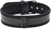 Restraint Bondage Neck Collar Buckle Ring Adjustable Size for Men Women (black)
