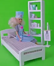 Hospital ward for DOLLHOUSE, wooden Furniture for Barbie, miniature 1:6 scale