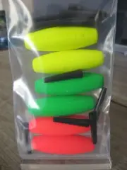 6 Leland's EZ Crappie 2" Slotted Cigar Floats Fishing Bobbers Colors As Pictured