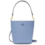 【TORY BURCH】雙T-LOGO素面皮革水桶包