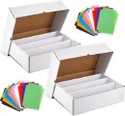 2 Pcs Card Storage Box with 50 Pcs Card Dividers Trading Card Box Trading Card C