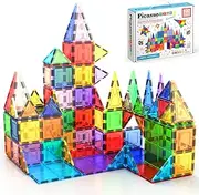 PicassoTiles 100 Piece Set 100pcs Magnet Building Tiles Clear Magnetic 3D Building Blocks Construction Playboards, Creativity beyond Imagination, Inspirational, Recreational, Educational Conventional