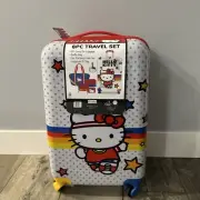 Sanrio Hello Kitty Hard Shell Rolling Carry-on Luggage Suitcase NEW 6 Piece Set