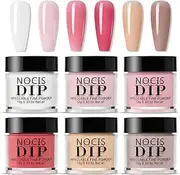 Nail Dipping Powder Kit - Nail Powder Dip Kit Starter Set - 6 Colors Nude Pink Neutral Skin Transparent - Dipping Powder Nail Starter Kit French Art Manicure DIY Gifts No Need Nail Lamp Cured