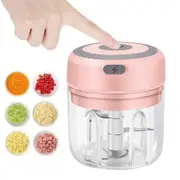 Electric Mini Garlic Chopper,250ML USB Mini Food Chopper Garlic Mincer,Vegetable Chopper,Onion Chopper,Portable Small Food Processor for Garlic,Ginger,Chili,Vegetables (Pink,250ml)