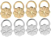 TEMPNAP 8pcs Earring Supports for Heavy Earrings Adjustable Lifting Backs for Droopy Ears Secure Locking Ear Lifter Backings Comfortable Flower Design Gold