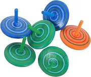 Kisangel 6Pcs Colorful Wooden Tops Educational Fidget Game for Present for Develop Hand Eye Coordination and Reduce Stress