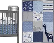 Bedtime Originals Roar Dinosaur 3 Piece Crib Bedding Set, Blue/Gray