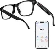 WGP Smart Glasses with AI Translation, Supports 110+ Languages, Blue Light Blocking Glasses, Voice Recorder with App, Open Ear Headphones, Bluetooth Connective for Woman&Man(Black)