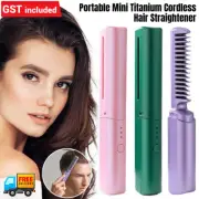 1/2x Portable Mini Titanium Cordless Hair Straightener USB Rechargeable Styling
