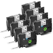 8 Pack Black on White Label Tape P-Touch Compatible with Brother TZ 231 TZe 231