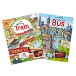 WIND-UP BUS+WIND-UP TRAIN (玩具書)*可拼成大圖*(精裝)/FIONA WATT BOOKS WITH WIND-UP TOYS 【禮筑外文書店】