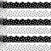 TaoBary 6 Rolls 196.8 ft Colorful Polka Dot Bulletin Board Borders Multicolor Scalloped Border Trim Painted Dots Classroom Bulletin Border Decoration for Back to School Party Decor(Black and White)