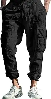 [JEShifangjiusu] Mens Casual Elastic Waist Pants Drawstring Yoga Baggy Tapered Harem Sweatpants Beach Trousers