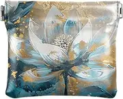 [YXYZRMY] Gold Blue Floral Art PU Leather Squeeze Coin Purse, Coin Pouch Change Holder for Women Men, Mini Portable Cosmetic Bags for Women, Multi-colored, one size, Multi-style, Multi-colored, one size