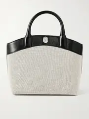 [Savette] Savette - Tondo Small Leather-trimmed Canvas Tote - Black - One size One size Black
