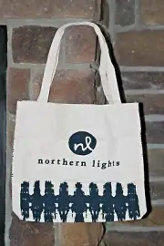 NORTHERN LIGHTS CANVAS TOTE BAG NEW CREAM AND DARK BLUE NEW