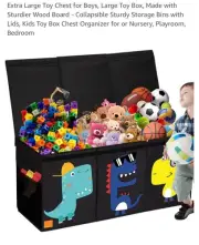 Extra Large Toy Box, Collapsible Sturdy Toy Storage with Lids, Dinosaur Design