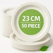White Round 23 cm Paper Plates -[50-Pack] Eco-Friendly, Disposable Party Plates, Perfect for Parties, BBQs & Events - Biodegradable Tableware for Weddings & Outdoor Gatherings, for All Occasions.