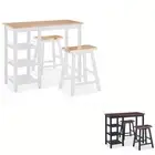 Bar Set 3 Piece MDF Table and Stools Living Room Furniture Black/White vidaXL