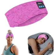 Catzon Music Headband Bluetooth 5.0 Headphones HD Stereo for Workout-RoseRed