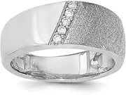 [Diamond2Deal] Women's 925 Sterling Silver Polished and Textured Cubic Zirconia Ring