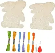 rockible Wooden Cross Stitch Kit Party Supplies Handmade Crafts with Threader Decorations Wood Rabbit Embroidery for Adults Children