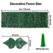 3x1m Artificial Ivy Leaf Faux Plants Hedge Privacy Fence Screen Wall Cover Deco