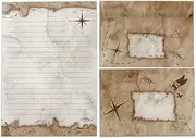 Writing Paper Set Writing Pad Lined Nature with Envelope for Children School Pirates Maritime Theme Adventure (1 Pad A5 with 25 Sheets + 15 Matching Printed Envelopes)