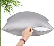 Bamboo Pillow Cases Queen - Zippered Bamboo Pillowcases Queen Size 2 Pack, Bamboo Pillowcase Set of 2 Cooling Pillow Case 30x20 Luxury Pure 100% Viscose 156GSM