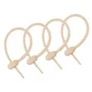 4pcs Silicone Cable Ties 7 Inch Wire Zip Ties Twist Ties, Light Brown